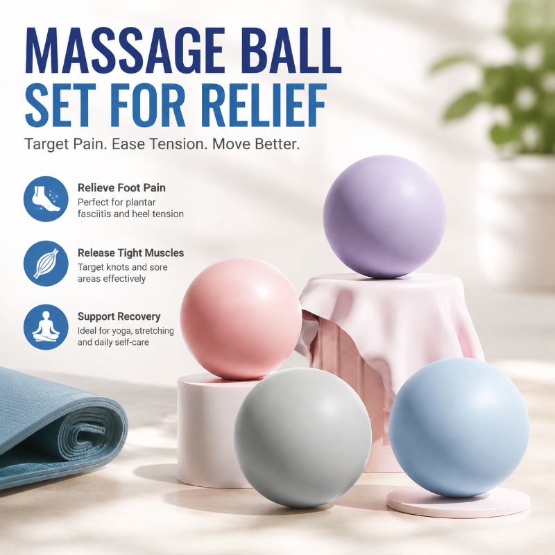 Pilates Toning Ball - ลูกบอลซิลิโคนสำหรับนวดกล้ามเนื้อและพังผืด สำหรับบรรเทาอาการปวดบริเวณฝ่าเท้าและคอ อุปกรณ์ฝึกโยคะและพิลาทิสแบบพกพา