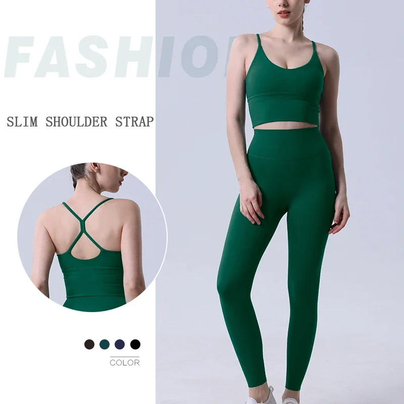 Pilates Yoga Legging - 2 ชิ้นเสื้อผ้าโยคะผู้หญิงชุดกีฬาพิลาทิสชุดออกกําลังกายออกกําลังกาย Push Up เสื้อผ้ากีฬา Bra