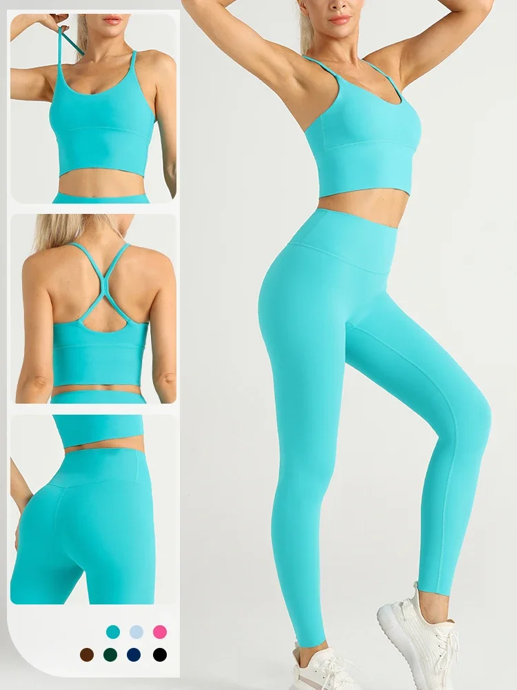 Pilates Yoga Legging - เสื้อผ้าโยคะ2ชิ้นของผู้หญิงชุดวอร์มสปอร์ตบรากางเกงเลกกิ้งสำหรับใส่ออกกำลังกายในยิม Baju fitnes พิลาทิส
