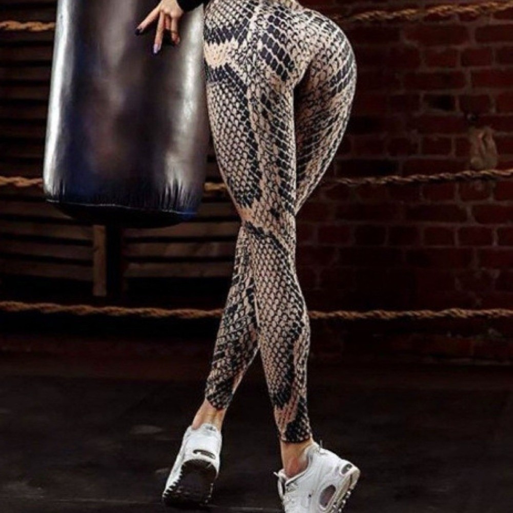 Pilates Yoga Legging - เลกกิ้งลายงู ซิลิโคนเสริมสะโพก กระชับหน้าท้อง ยกกระชับก้น ระบายอากาศได้ดี เหมาะสำหรับพิลาทิส