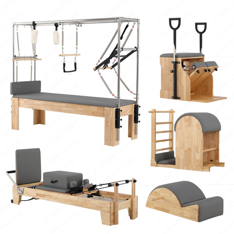 Pilates And Yoga Is Same - ชุดอุปกรณ์พิลาทิสแบบพับได้ 5 ชิ้น ทำจากไม้โอ๊ค สำหรับใช้ในบ้าน ยิม