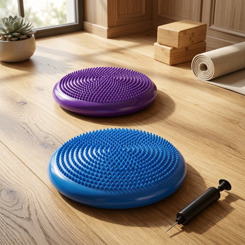 Exercise Disc Inflatable - เบาะรองนั่งโยคะแบบเป่าลมสำหรับการนวดและฝึกสมดุล แผ่นรองนั่งหนาพิเศษป้องกันการแตก สำหรับการฝึกความมั่นคงของแกนกลางลำตัว