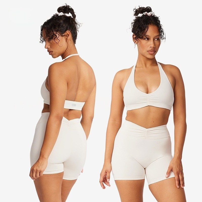 Pilates V Yoga - ชุดออกกำลังกายสำหรับผู้หญิง CSB Halter V Neck Scrunch