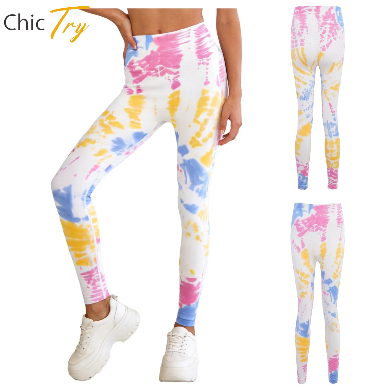 Pilates Yoga Legging - กางเกงโยคะผ้ายืดลายมัดย้อมสำหรับผู้หญิง เอวสูง รัดรูปด้านหลัง เหมาะสำหรับพิลาทิส กีฬา ออกกำลังกาย