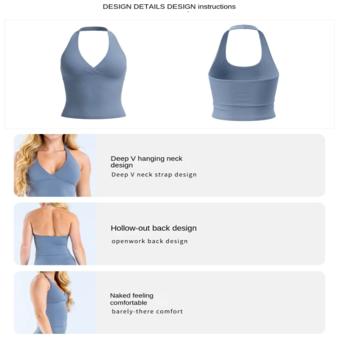 เสื้อกล้ามโยคะแบบผูกคอ DLG0 คอ - Pilates V Yoga บทวิจารณ์และราคา