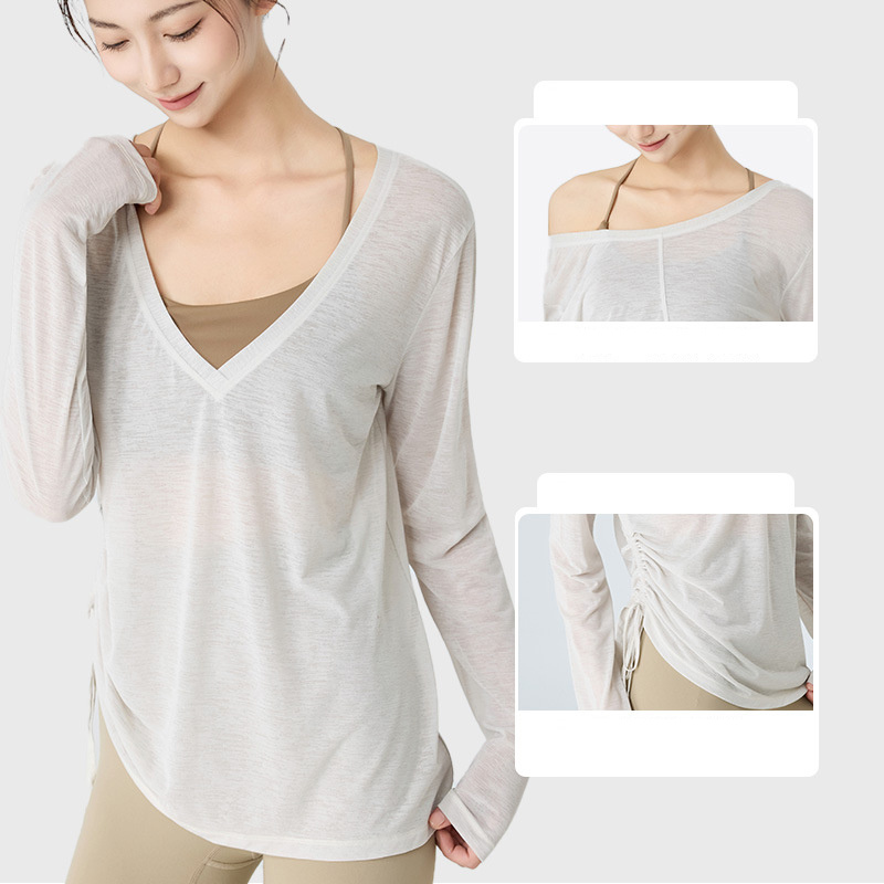 เสื้อโยคะ PofyBofy แบบหลวม คอว - Pilates V Yoga บทวิจารณ์และราคา