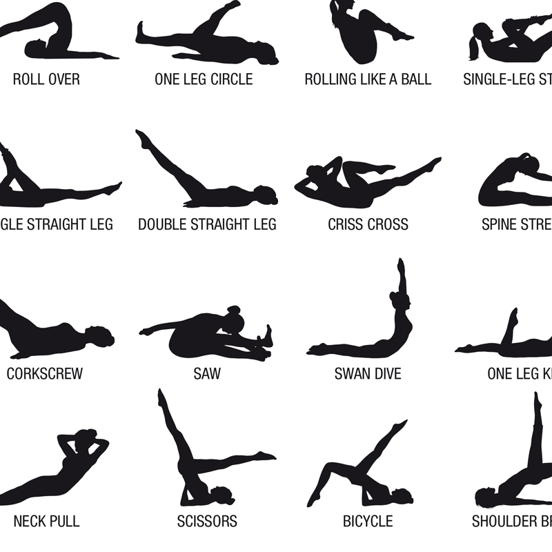 โปสเตอร์แผนภาพการออกกำลังกายพิ - Pilates Yoga Fitness บทวิจารณ์และราคา